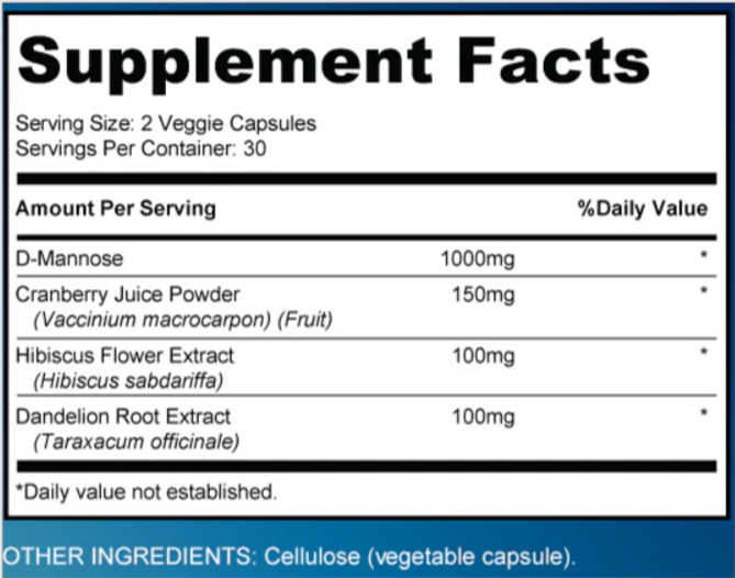 Bladder Relief 911 Ingredients Supplement Facts