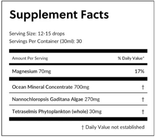 Oceans Alive Recharge Supplement facts